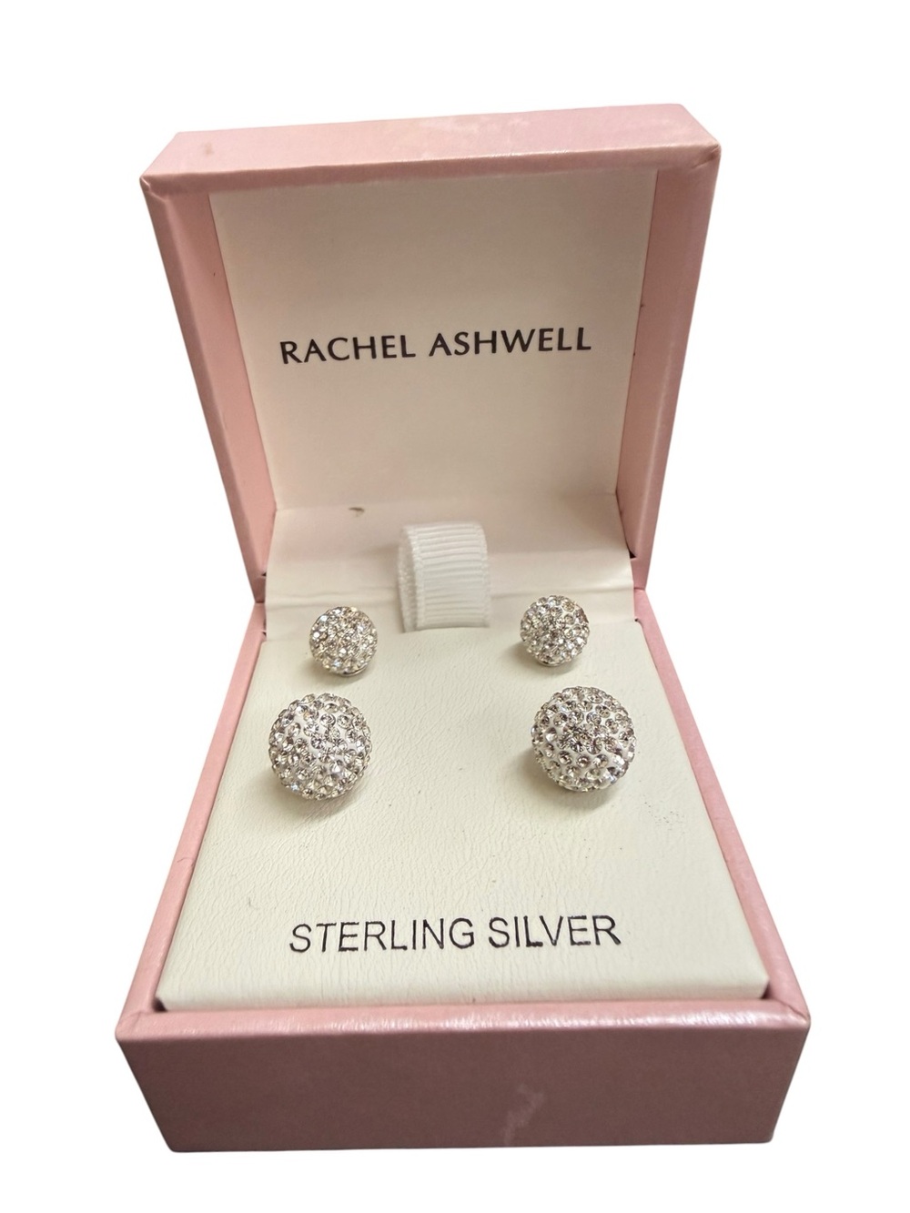 Rachel Ashwell Sterling Silver Crystal Pave Ball Stud Earrings